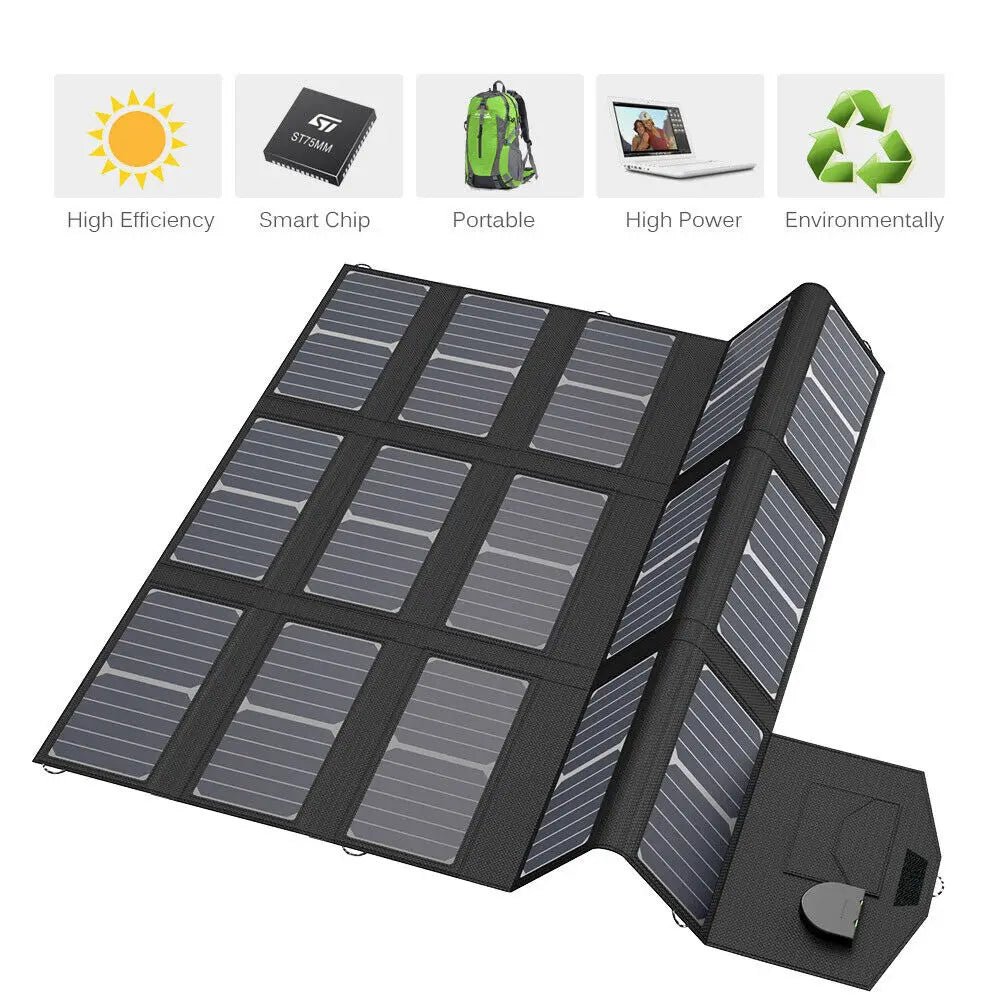 ALLPOWERS 100W Foldable Solar Panel, Portable Solar Charger (Dual 5v USB with HighTechnology+18v DC Output