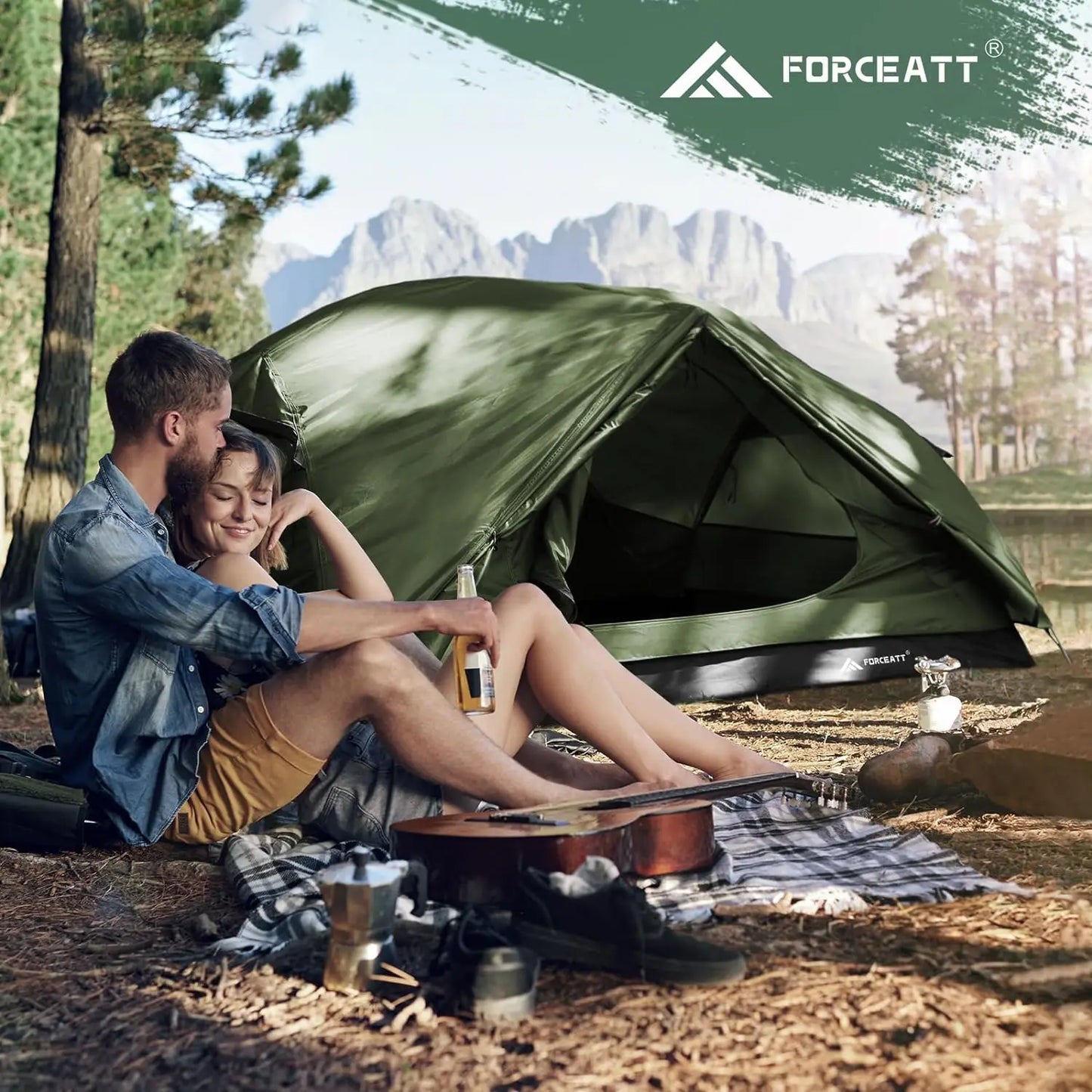 Camping equipment, 2 Person is Waterproof and Windproof, Backpacking Tent Can be Set Up Quickly