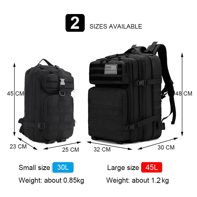 Multifunctional Backpack Waterproof Tactical Men 3P  Field Hiking Camping Bag 900D Bags 30L/45L