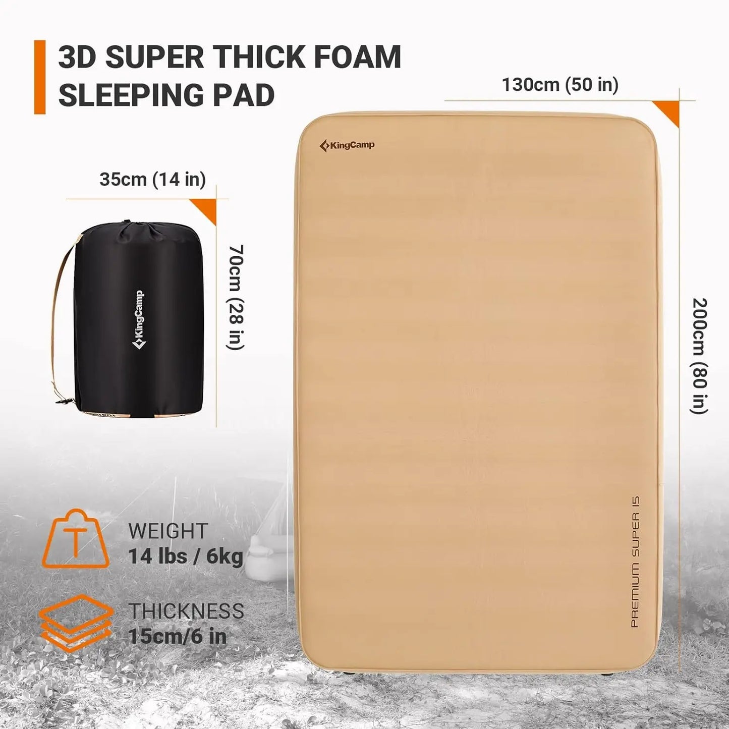 Self Inflating Sleeping Pad for Camping Ultra Thick Double Single Foam Mattress High R Value Camping Air Pad Mat