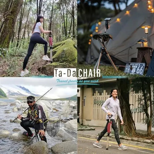 Portable Trekking Hiking Pole, Walking Stick with Seat, Walking Cane with Chair, Easy Carry and Storage, Anti-Slip Hiking Pole