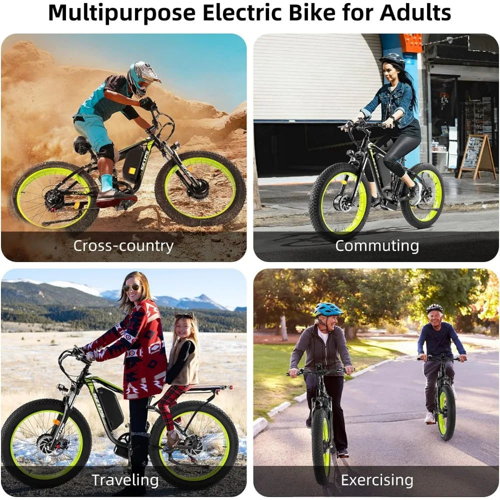 1500W Electric Bike for Adults, 26" Fat Tire Electric Mountain Bicycle, 48V 22.4Ah Removable Li-Ion Battery