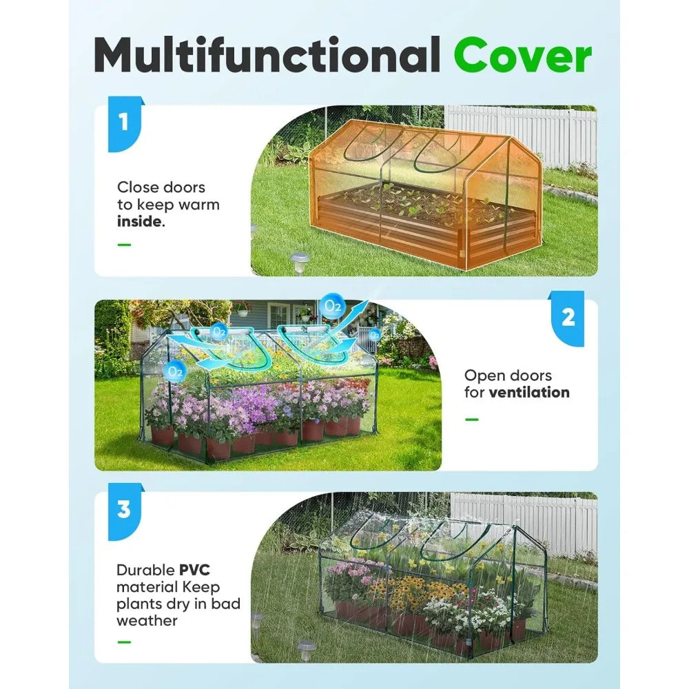 Portable Mini Cloche Greenhouse w/ Elevated Bottom, Reinforced Waterproof UV-Resistant  71" x 36" x 36"