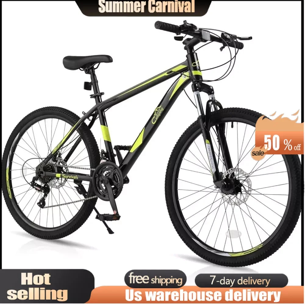 Mountain Bike 26/27.5 Inch Men  Women Mountain Bike 21-Speed Adult Bikes, Double Disc Brake，Suspension Fork EASY TO INSTALLMENT