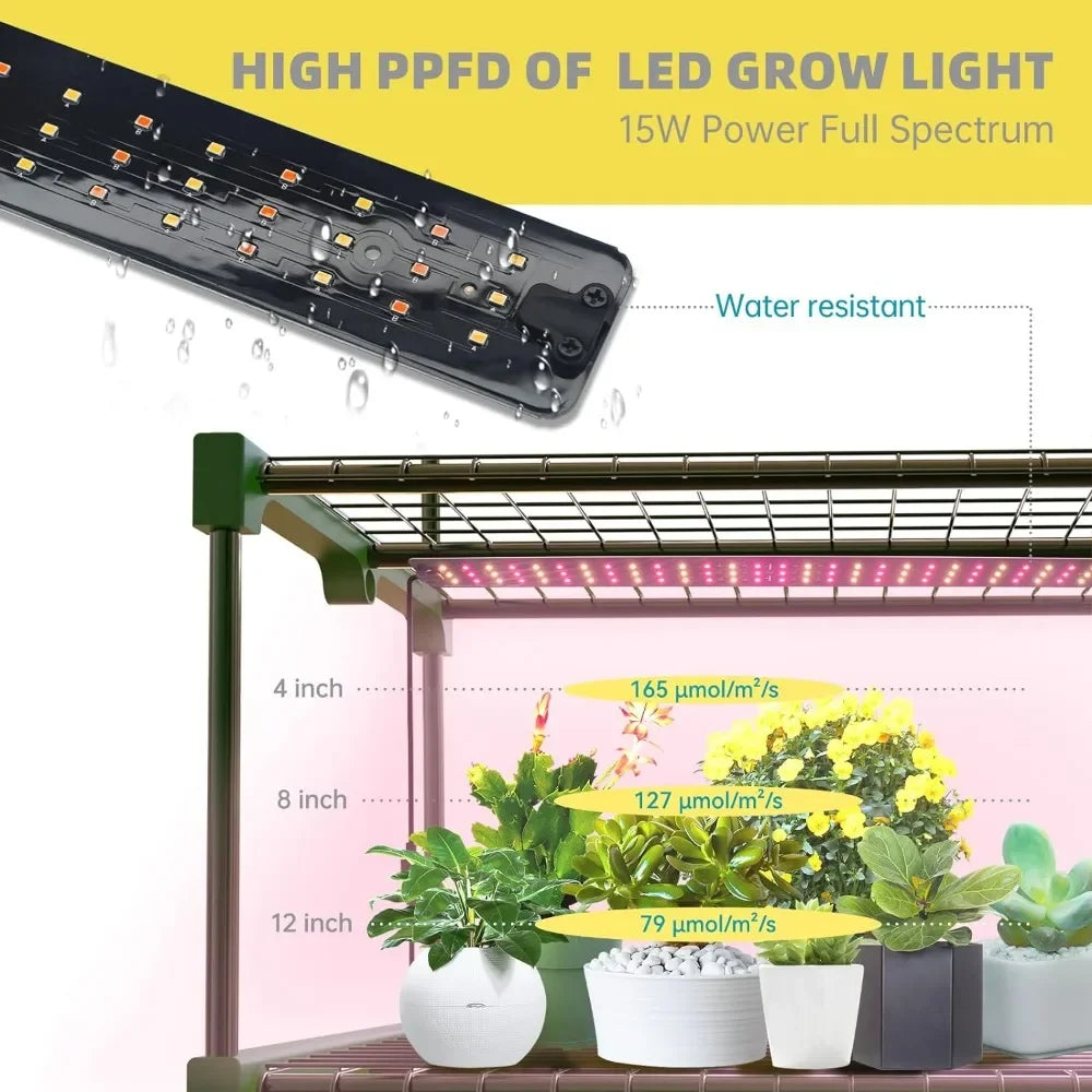 Indoor Greenhouse with Grow Lights, 4 Tier 27.2" L×19.9" W×61.8" H Mini Greenhouse with Zippered PVC Cover for Seed Starting