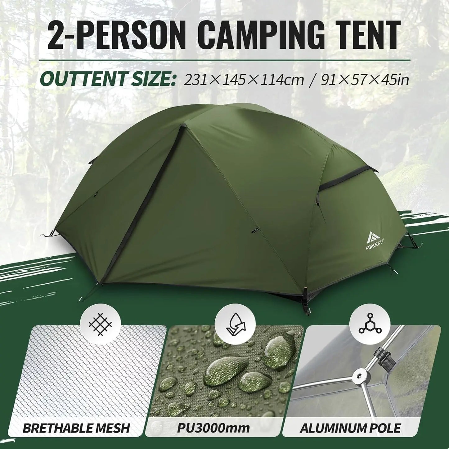 Camping equipment, 2 Person is Waterproof and Windproof, Backpacking Tent Can be Set Up Quickly