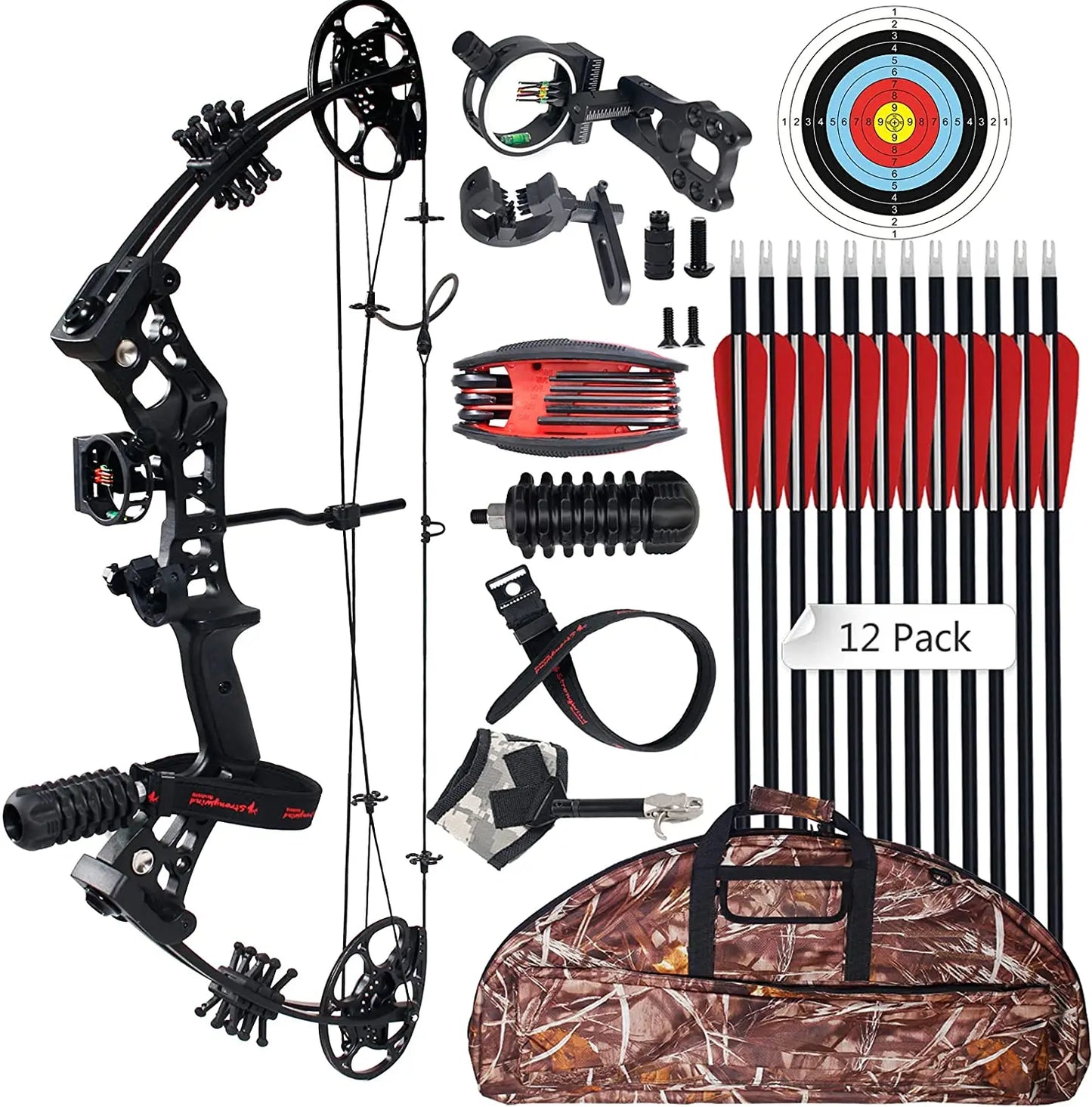 15-45lbs Compound Bow 18.25"-29" Let-Off 75% Archery Hunting Equipment Max Speed 290fps  Right Hand