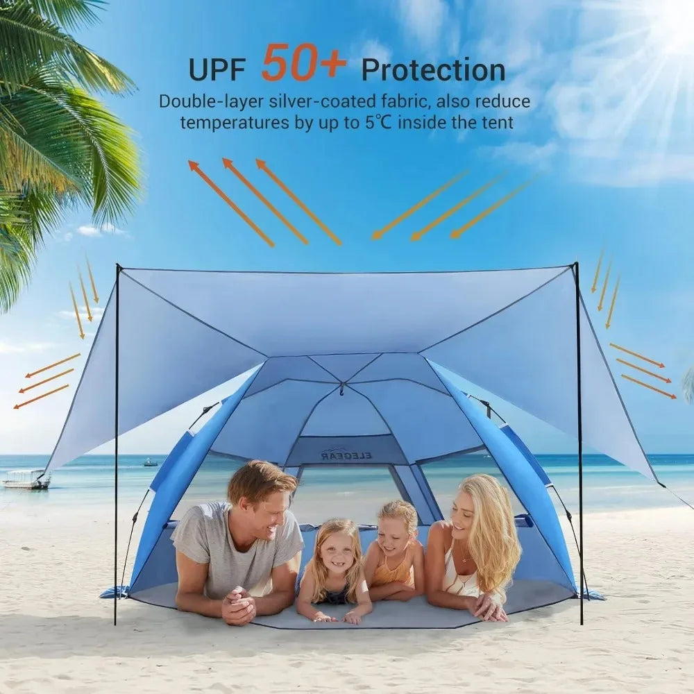 Beach Tent with 360°Removable Canopy,Pop Up Sun Shade Shelter,Portable Lightweight Beach Camping Canopy Tent.