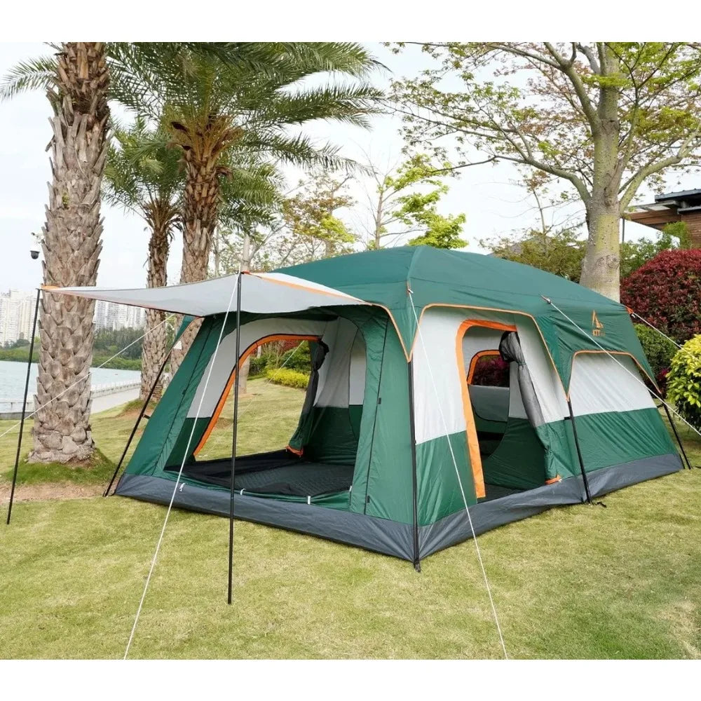 12 Person ,Family Cabin Tents,2 Rooms Straight Wall,3 Doors