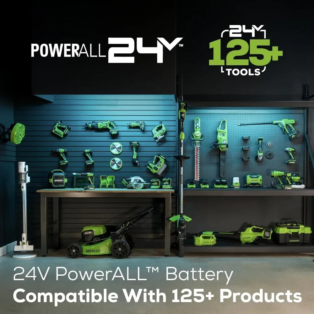 24V 8" Cordless Polesaw + 20" Pole Hedge Trimmer Combo 2.0Ah Battery and Charger Included