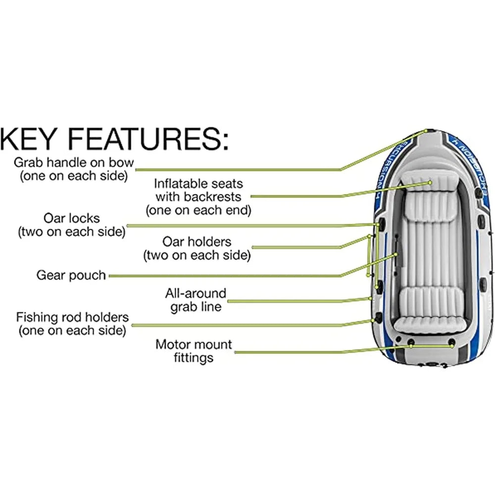 Boat Inflatable, 54 Inchs Boat Oars,HighOutput Pump,SuperTough PVC Boat,Fishing Rod Holders Inflatable Boat