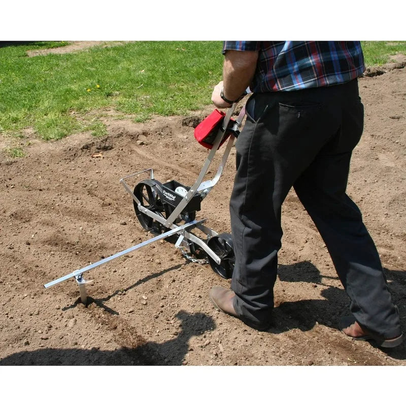 Garden Seeder Tool with Interchangeable 7 Seeding Trays and Row Markers; Grows Corn, Vegetables