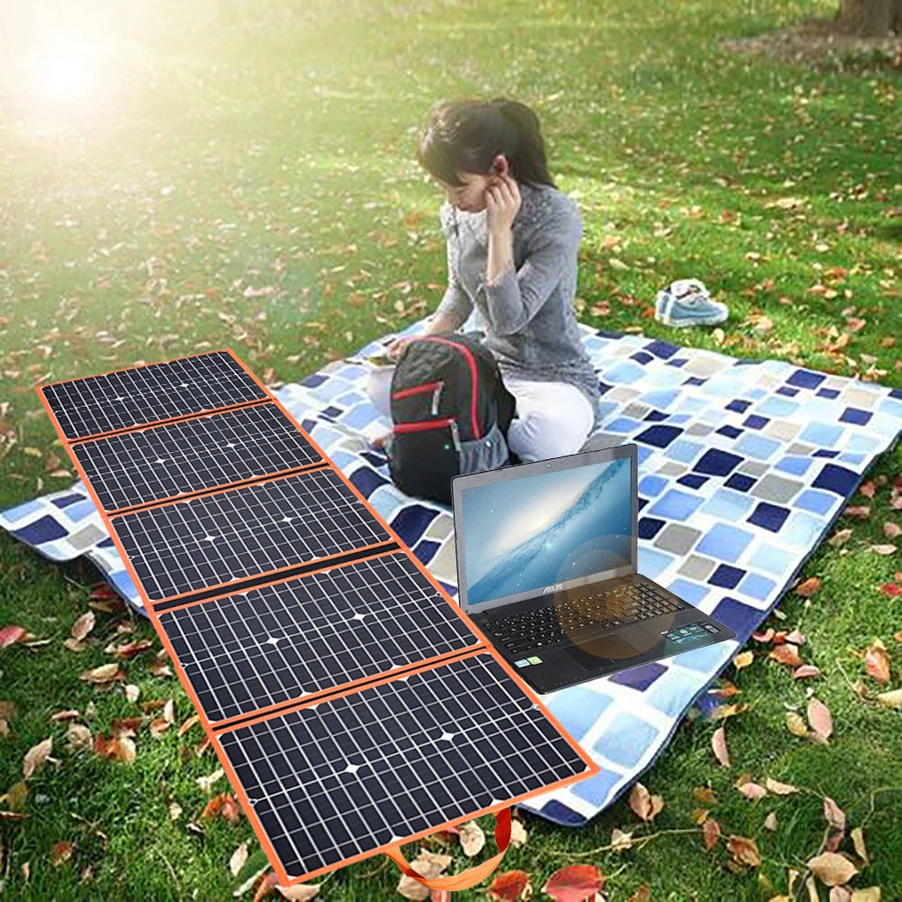 100w Foldable solar panel portable solar charger 12v battery power station 5v usb mobile phone power bank