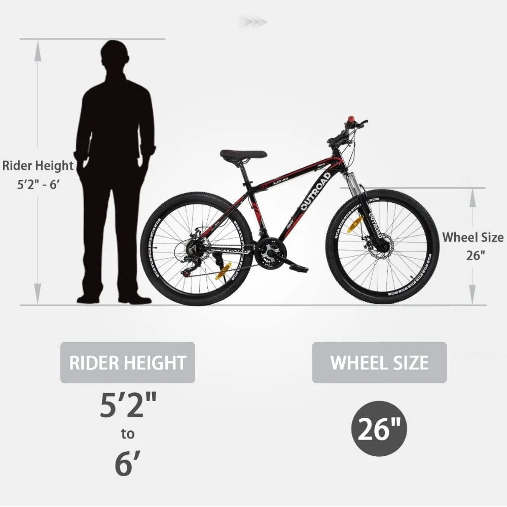 26 inch Fat/Normal Tire Mountain Bike,Dual Front Suspension, Double Disc Brake and Anti-Slip Bicycle