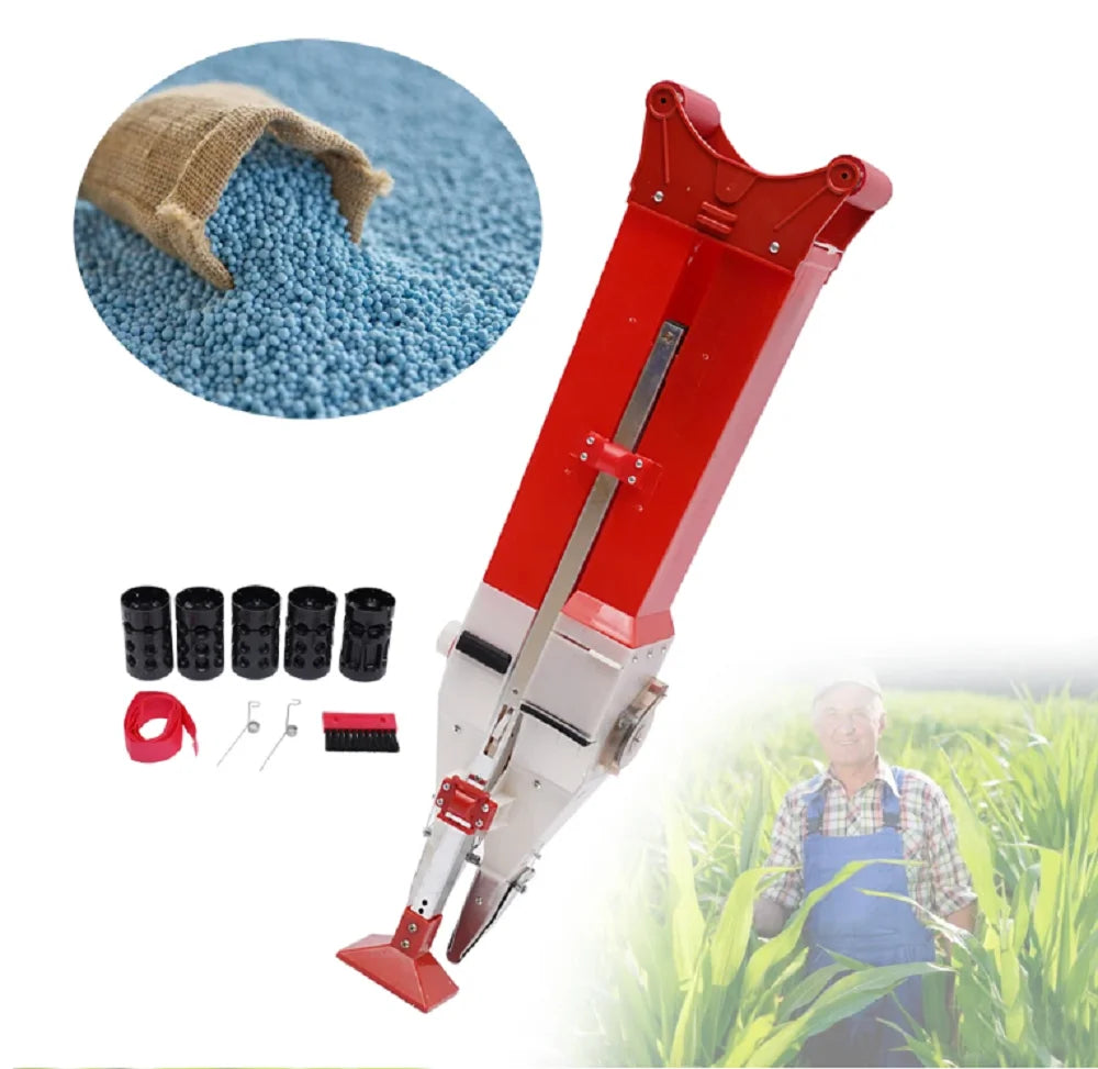 Manual Fertilizer Double Cylinder Spreader Machine Seed Drill Fertilizer Applicator Handheld Seeder