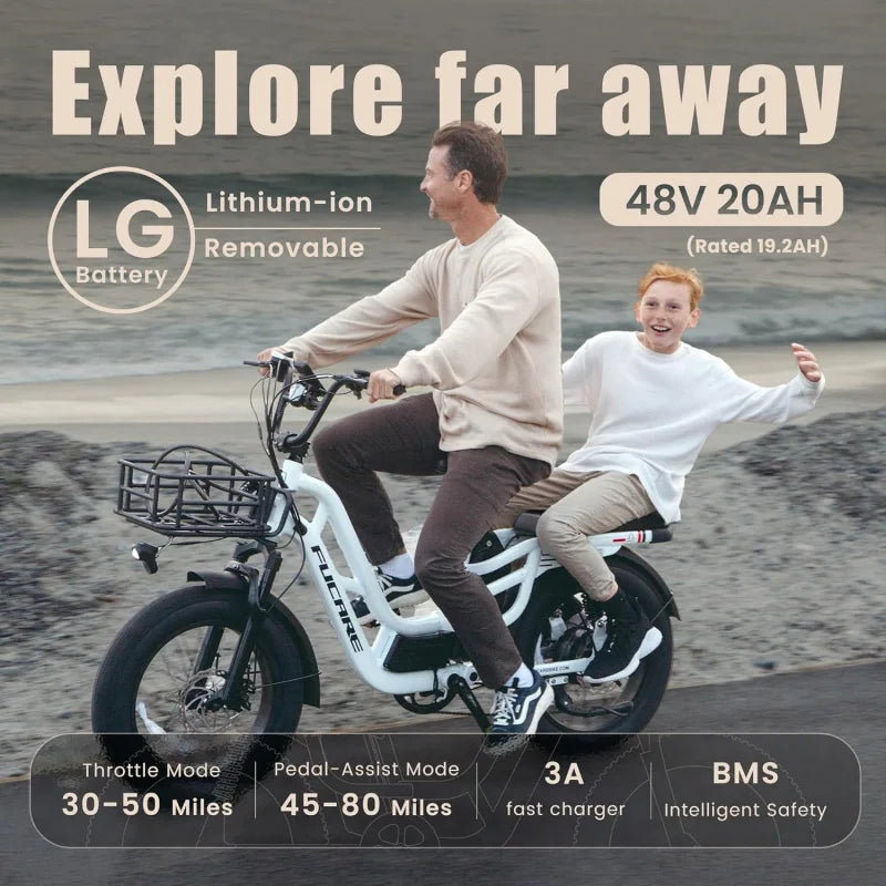 QFucare Libra 1200W Peak Electric Bike for Adults 32MPH 48V 20Ah (Rated 19.2AH) LG Battery EBike, Full Suspension 20"×4.0#34