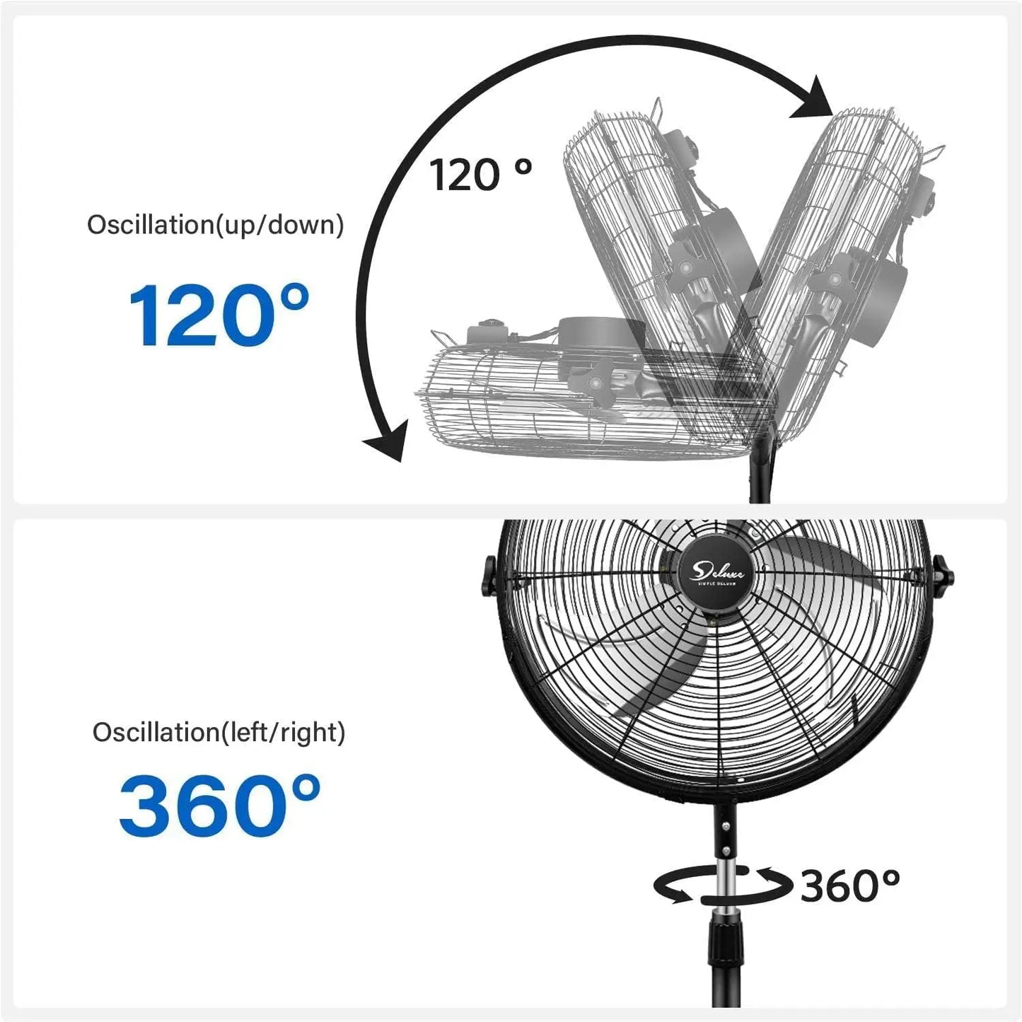 Simple Deluxe 20 Inch Pedestal Standing Fan, High Velocity, Heavy Duty Metal For Industrial, Greenhouse Use, Black, 2Pack