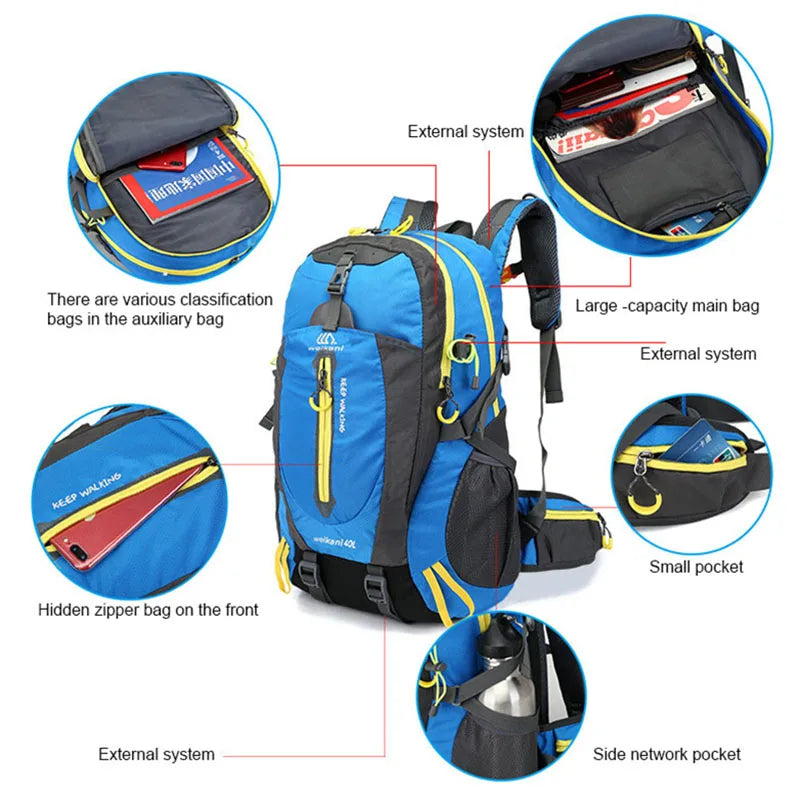 Waterproof Foldable Backpack 40L Ultralight Camping Climbing Hiking Travel Bag