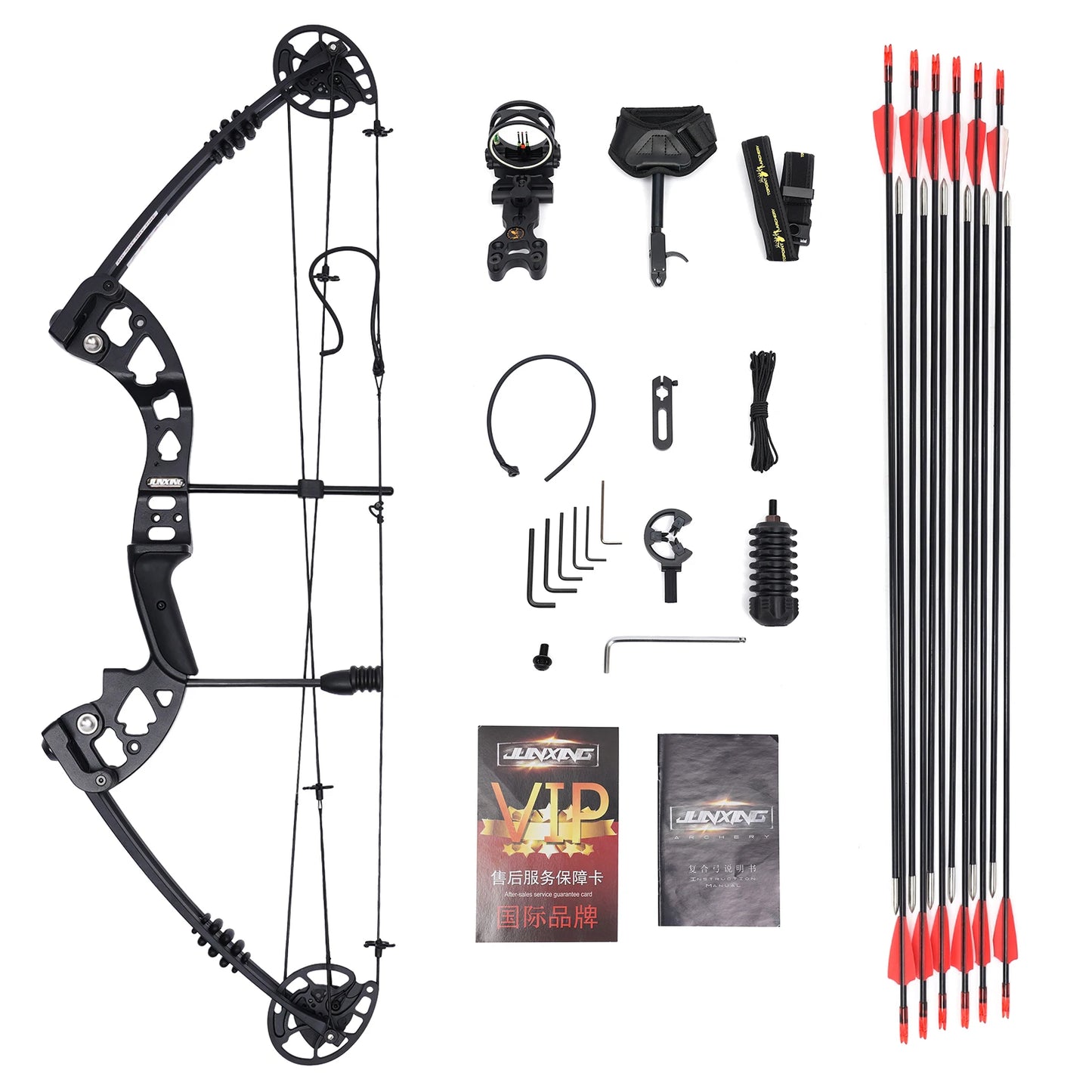 Aluminum Alloy Right Hand Bow Kit 12FRP Arrows Archery Hunting Black Set 30-60lb