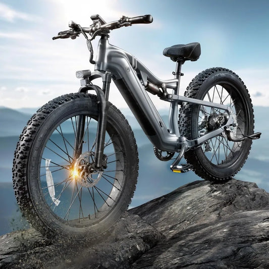 Electric Bike for Adults 1000W, 48V 20AH Battery Adult Electric Bicycles, 26" Fat Tire Full Suspension Bike, 28MPH Mountain Bike