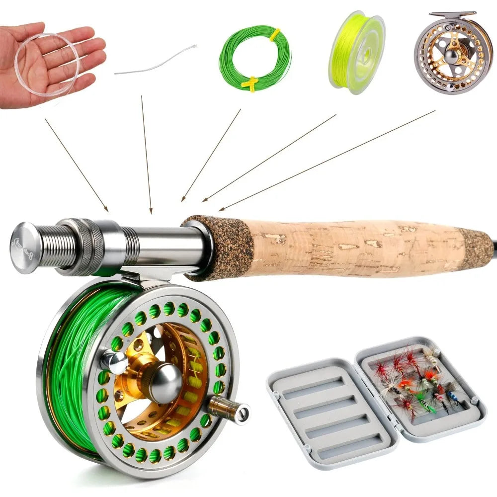 Fly Fishing Rod Reel Combos with Lightweight Portable Fly Rod and Fly Reel,Fly Fishing Complete Starter Package