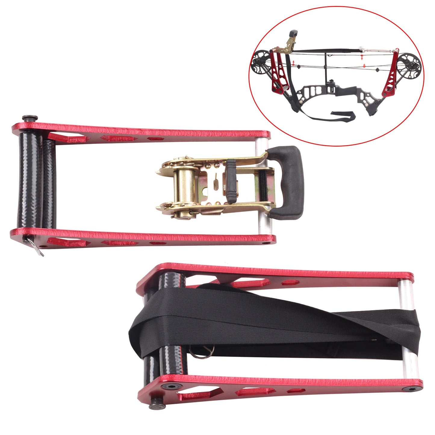 Aluminum Compound Bow Press Set, Handheld Portable Bow Opener, Alloy Full Split Ratchet-Loc Archery, Durable Red, 2Pcs