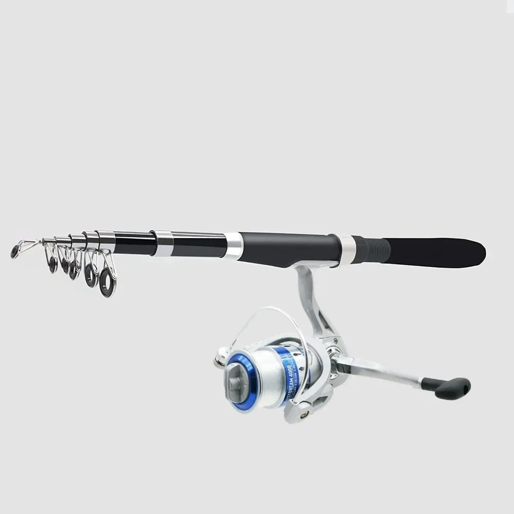 Fishing Pole Combo Set,2.1m/6.89ft 2PCS Collapsible Rods 2P Spinning Reels