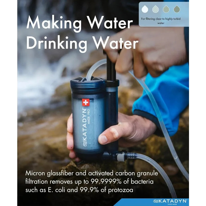 Katadyn Hiker Pro Hand Pump Water Filter for Backpacking, Camping, Emergency Survival