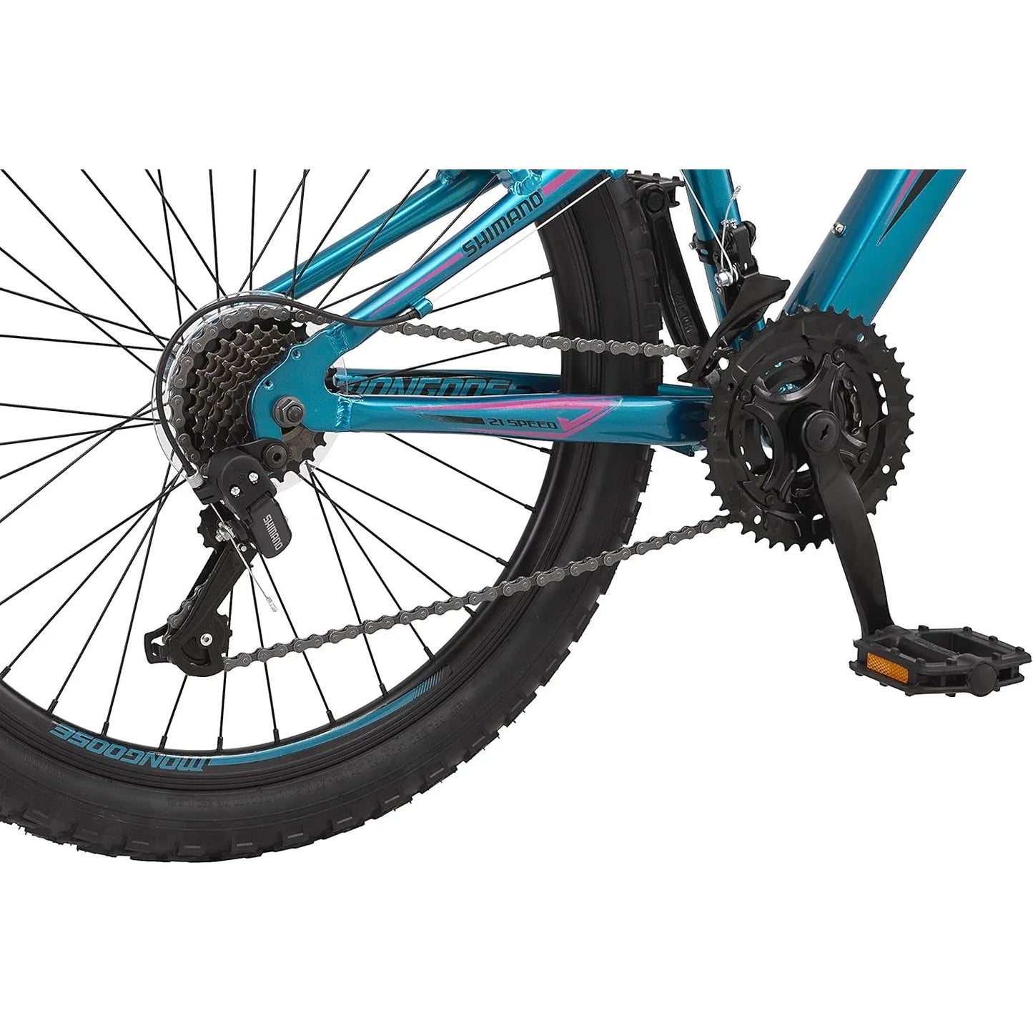 Mongoose Flatrock Hardtail Mountain Bike for Men Women, 21-Speed Twist Shifters, 24-Inch Wheels, 14.5-In Aluminum Frame Options